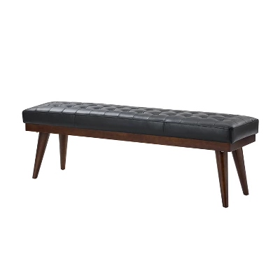 Olga 55.5" Wide Mid-century Modern Genuine Leather Bedroom Bench |ARTFUL LIVING DESIGN 10 Olga 55.5" Wide Mid-century Modern Genuine Leather Bedroom Bench |ARTFUL LIVING DESIGN - Image 10