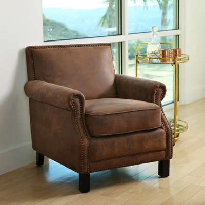 Adaline Antique Fabric Club Chair Brown - Abbyson Living 1 Adaline Antique Fabric Club Chair Brown - Abbyson Living