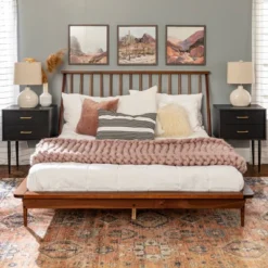 Boho Solid Wood Spindle Platform Bed - Saracina Home -Living Space Shop GUEST 34e37aae 945b 4e1c b588 d216ba7b0bcd