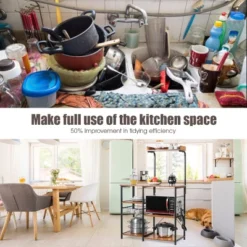 Costway 4-Tier Vintage Kitchen Baker's Rack Utility Microwave Stand W/ Basket & 5 Hooks 17 Costway 4-Tier Vintage Kitchen Baker's Rack Utility Microwave Stand W/ Basket & 5 Hooks -Living Space Shop GUEST 35d07c6d a2e8 421e afce 68a26e7dc0e2