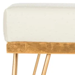 Jenine Faux Ostrich Square Bench - Cream/Gold - Safavieh -Living Space Shop GUEST 3669ac2a 6c02 47dd 8a3e 6852da02bee5
