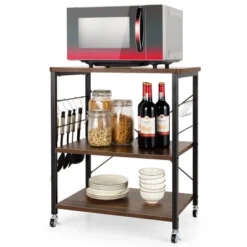 Costway 3-Tier Kitchen Baker's Rack Microwave Oven Storage Cart W/ Hook 25 Costway 3-Tier Kitchen Baker's Rack Microwave Oven Storage Cart W/ Hook -Living Space Shop GUEST 36c5ede1 f5bb 45cf bcc5 3fc868f5ee0c