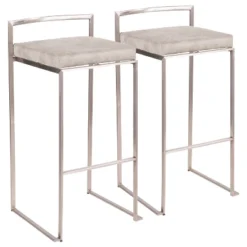 Set Of 2 30" Fuji Contemporary Stackable Barstools Stainless Steel - Lumisource -Living Space Shop GUEST 3702dfdc ca70 4118 8784 9030cd6567f4