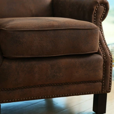 Adaline Antique Fabric Club Chair Brown - Abbyson Living 3 Adaline Antique Fabric Club Chair Brown - Abbyson Living - Image 3