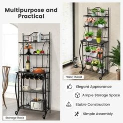 Costway 5-Tier Metal Kitchen Bakers Rack Microwave Storage Rack Oven Stand With Wine Organizer 15 Costway 5-Tier Metal Kitchen Bakers Rack Microwave Storage Rack Oven Stand With Wine Organizer -Living Space Shop GUEST 385f5c52 8955 4700 929d 8f7656e70168