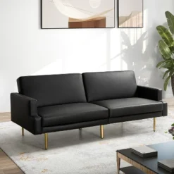 Lanna 76"Wide Vegan Leather Modern Style Convertible Futon Sofa Bed For Living Room Guest Bedroom | ARTFUL LIVING DESIGN 26 Lanna 76"Wide Vegan Leather Modern Style Convertible Futon Sofa Bed For Living Room Guest Bedroom | ARTFUL LIVING DESIGN -Living Space Shop GUEST 3867f09f 8b58 4f13 9fe9 32fe65740f57