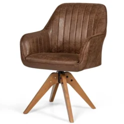 Costway Mid Century Swivel Accent Chair Hot-Stamping Cloth Armchair Retro Brown -Living Space Shop GUEST 38ac1317 4ccf 48b6 beff fc1b38063a4f