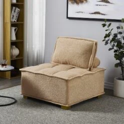 Cecily 31.50"W Square Oversized/Corner Faux Shearling Teddy Upholstered Seating Lounge Chair/Lazy Sofa With Removable Pillow-Maison Boucle -Living Space Shop GUEST 3938c08f 7596 4fc1 be94 2328426c6e55