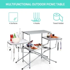 Costway Foldable Camping Table Outdoor Kitchen Portable Grilling Stand Folding BBQ Table -Living Space Shop GUEST 3adf229b 4767 44e6 aebc a4986b32f0c6