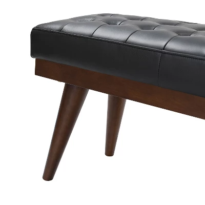 Olga 55.5" Wide Mid-century Modern Genuine Leather Bedroom Bench |ARTFUL LIVING DESIGN 8 Olga 55.5" Wide Mid-century Modern Genuine Leather Bedroom Bench |ARTFUL LIVING DESIGN - Image 8