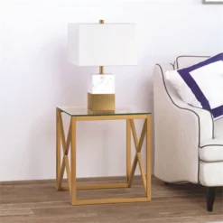 22' Metal Geometric Side Table In Gold - Henn&Hart