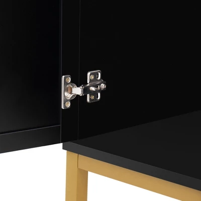 Sideboard With Faux Rattan Door And Metal Legs - ModernLuxe 11 Sideboard With Faux Rattan Door And Metal Legs - ModernLuxe - Image 11