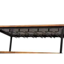 Dania Antique Vintage Industrial Metal And Wood Mobile Wine Bar Cart Black/Walnut - Baxton Studio -Living Space Shop GUEST 3c41ae37 8ff6 454a ada7 8d1cb10efb4b