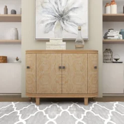 Traditional Carved Wood Curved Cabinet Brown - Olivia & May -Living Space Shop GUEST 3c947a68 5cb2 4dd4 868c aa787cda1c19