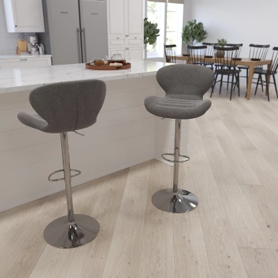 Merrick Lane Adjustable Height Barstool Contemporary Bar Height Stool With Curved Back And Metal Base With Footrest 7 Merrick Lane Adjustable Height Barstool Contemporary Bar Height Stool With Curved Back And Metal Base With Footrest - Image 7