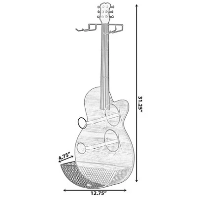 VintiquewiseBlack Metal Guitar Shaped Wine Rack Holder For Living Room, Dining, Or Entryway 3 VintiquewiseBlack Metal Guitar Shaped Wine Rack Holder For Living Room, Dining, Or Entryway - Image 3