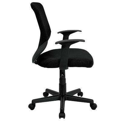 Emma And Oliver Mid-Back Black Mesh Tapered Back Swivel Task Office Chair With T-Arms 7 Emma And Oliver Mid-Back Black Mesh Tapered Back Swivel Task Office Chair With T-Arms - Image 7