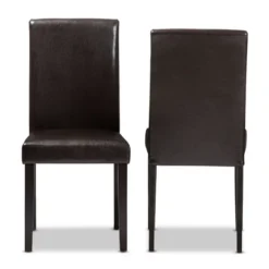 Set Of 2 Mia Modern And Contemporary Faux Leather Upholstered Dining Chairs Dark Brown - Baxton Studio