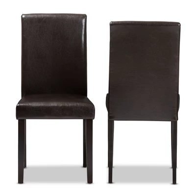 Set Of 2 Mia Modern And Contemporary Faux Leather Upholstered Dining Chairs Dark Brown - Baxton Studio 1 Set Of 2 Mia Modern And Contemporary Faux Leather Upholstered Dining Chairs Dark Brown - Baxton Studio