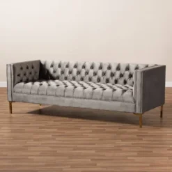 Zanetta Velvet Finished Sofa Gray - Baxton Studio 11 Zanetta Velvet Finished Sofa Gray - Baxton Studio -Living Space Shop GUEST 3e4e4eab 6628 4808 adbc 9567e9a13e64