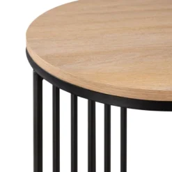 Modern Metal Bar Round Side Table Coastal Oak/Black ­ Saracina Home -Living Space Shop GUEST 3ee4bc6b f08d 4c8f 8b79 664373dd3014