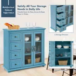 Costway Buffet Sideboard Table Kitchen Storage Cabinet W/ Drawers & Doors WhiteBlueGreen -Living Space Shop GUEST 3f29a9be 1919 49f0 8839 024dd4f8225e