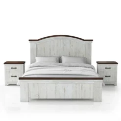 3pc Willow Rustic Bedroom Set With 2 Nightstands Distressed White/Walnut - HOMES: Inside + Out -Living Space Shop GUEST 3f30f2db a4ec 405e a596 3749761e551f