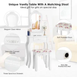 Tangkula Vanity Mirror Makeup Dressing Table Set W/ Stool Drawer Wood Desk 18 Tangkula Vanity Mirror Makeup Dressing Table Set W/ Stool Drawer Wood Desk -Living Space Shop GUEST 3f50ab98 93d5 45a8 a4f0 6e4cd9ab8176