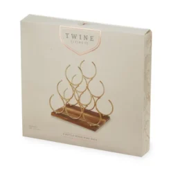 Twine Pyramid 6 Bottle Wood Wine Rack, Holds 6 Standard Wine Bottles, Wood Base, Gold -Living Space Shop GUEST 3f543b8b 870d 45cd 912d e56dda6b95e5