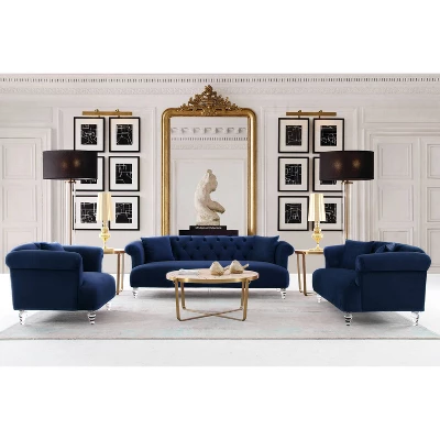 Elegance Contemporary Loveseat Sofas Blue/Acrylic - Armen Living 1 Elegance Contemporary Loveseat Sofas Blue/Acrylic - Armen Living