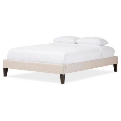 Lancashire Modern And Contemporary Linen Fabric Upholstered Bed Frame With Tapered Legs - Full - Baxton Studio 4 Lancashire Modern And Contemporary Linen Fabric Upholstered Bed Frame With Tapered Legs - Full - Baxton Studio - Image 4