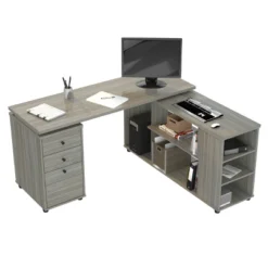 L Shaped Computer Workstation Gray - Inval -Living Space Shop GUEST 420396f6 6ba7 4b4b af4f b9269c305eb3
