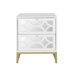 Averina 2 Drawers 45° Splicing White Mirror Front Nightstand With Storage - The Pop Maison -Living Space Shop GUEST 425f4fc2 18be 4f6a bee7 af6d70601b21