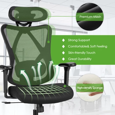Costway Ergonomic High Back Mesh Office Chair W/ Adjustable Lumbar Support 5 Costway Ergonomic High Back Mesh Office Chair W/ Adjustable Lumbar Support - Image 5