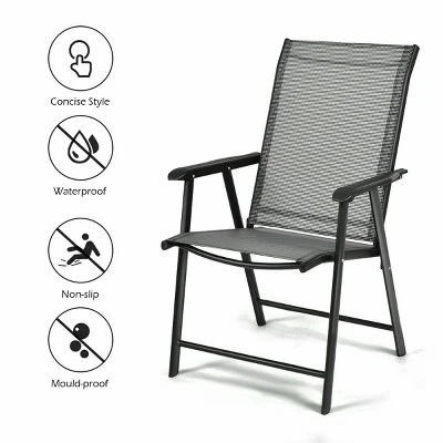 Costway 2PCS Folding Chairs Steel Frame Patio Garden Outdoor W/ Armrest & Footrest 5 Costway 2PCS Folding Chairs Steel Frame Patio Garden Outdoor W/ Armrest & Footrest - Image 5