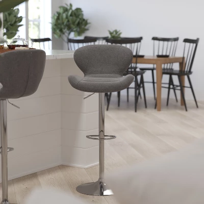 Merrick Lane Adjustable Height Barstool Contemporary Bar Height Stool With Curved Back And Metal Base With Footrest 1 Merrick Lane Adjustable Height Barstool Contemporary Bar Height Stool With Curved Back And Metal Base With Footrest