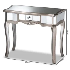 Elgin Brushed Wood And Mirrored Glass 1 Drawer Console Table Silver/Mirror - Baxton Studio 13 Elgin Brushed Wood And Mirrored Glass 1 Drawer Console Table Silver/Mirror - Baxton Studio -Living Space Shop GUEST 4527e58a 4b92 491b 9078 30a29aea7539