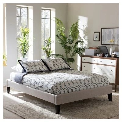 Lancashire Modern And Contemporary Linen Fabric Upholstered Bed Frame With Tapered Legs - Full - Baxton Studio 3 Lancashire Modern And Contemporary Linen Fabric Upholstered Bed Frame With Tapered Legs - Full - Baxton Studio - Image 3