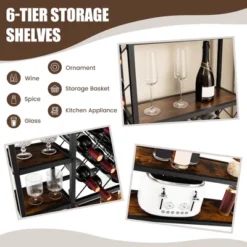 Costway Industrial Wine Rack Multi-purpose Freestanding Bakers Rack With Glass Holder 14 Costway Industrial Wine Rack Multi-purpose Freestanding Bakers Rack With Glass Holder -Living Space Shop GUEST 45b1a900 dd21 4a58 83d6 464bfac68bf1