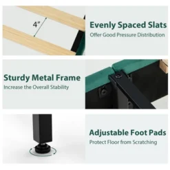 Costway Upholstered Platform Bed Frame Adjustable Headboard Footboard Modern Green 19 Costway Upholstered Platform Bed Frame Adjustable Headboard Footboard Modern Green -Living Space Shop GUEST 467d460b 9fe6 4660 ba3b 02391c89ab3f