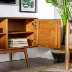 Solid Wood Mid-Century Modern TV Stand For TVs Up To 65" - Saracina Home 21 Solid Wood Mid-Century Modern TV Stand For TVs Up To 65" - Saracina Home -Living Space Shop GUEST 4814f0a0 557a 4091 bf29 8479abd8c5d7