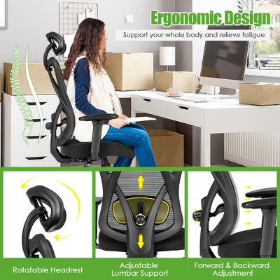 Costway Ergonomic High Back Mesh Office Chair W/ Adjustable Lumbar Support 9 Costway Ergonomic High Back Mesh Office Chair W/ Adjustable Lumbar Support - Image 9