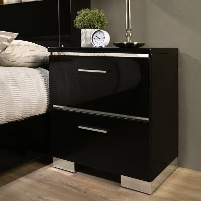 2pc Shorehaven Contemporary Nightstand And Bed Set Black/Chrome - MiBasics 4 2pc Shorehaven Contemporary Nightstand And Bed Set Black/Chrome - MiBasics - Image 4