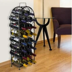 Sorbus 23 Bottle Metal Wine Rack (Black) -Living Space Shop GUEST 485620fb 1ef9 4ee1 8836 678b8d12cba6