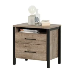 Munich 2 - Drawer Nightstand - Weathered Oak And Matte Black - South Shore -Living Space Shop GUEST 491412b6 c9d9 47aa bae4 2c627ecfd63c