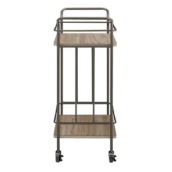 Wilkin Bronze Finish And Wood Straight Lines Bar Cart Bronze/Walnut - Inspire Q -Living Space Shop GUEST 497307b1 e464 46b2 a438 6d3b2c98f3af