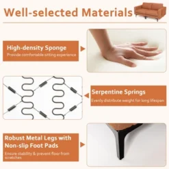 Costway Modern Loveseat Linen Fabric 2-Seat Sofa Couch W/ Side Storage Pocket GreenOrange -Living Space Shop GUEST 49ab0bcf 579b 49b0 b710 e2b2aa14c459