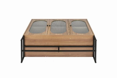 Aubrey 33.07'' H X 40.63'' W X 15.75'' D Storage Cabinet With 3 Glass Door Wine Cabinet With Adjustable Shelf Sideboards And Buffets-Maison Boucle 8 Aubrey 33.07'' H X 40.63'' W X 15.75'' D Storage Cabinet With 3 Glass Door Wine Cabinet With Adjustable Shelf Sideboards And Buffets-Maison Boucle - Image 8