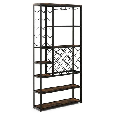Costway Industrial Wine Rack Multi-purpose Freestanding Bakers Rack With Glass Holder 9 Costway Industrial Wine Rack Multi-purpose Freestanding Bakers Rack With Glass Holder - Image 9