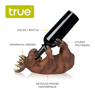 True Mischievous Moose Polyresin Wine Bottle Holder Set Of 1, Brown, Holds 1 Standard Wine Bottle, Brown Finish 4 True Mischievous Moose Polyresin Wine Bottle Holder Set Of 1, Brown, Holds 1 Standard Wine Bottle, Brown Finish - Image 4